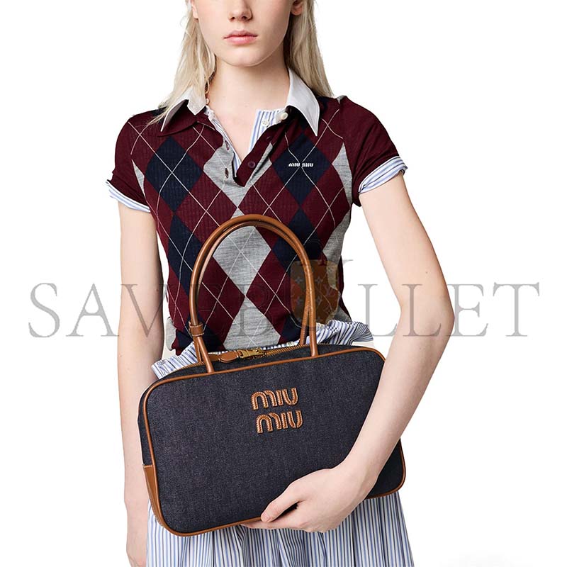 MIU MIU BEAU DENIM BAG 5BB117 (34*21*12cm)